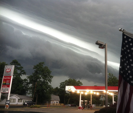 The shelf cloud on the leading edge of June 29th’s derecho in LaPorte, Indiana
