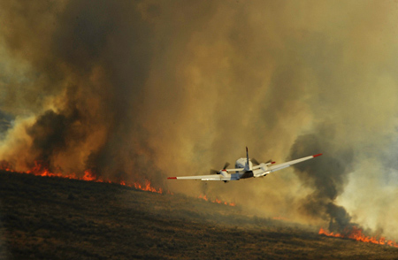 Firefighting operations in Scurry County, Texas, in April 2011