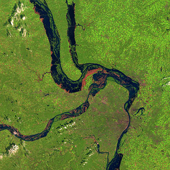 The area around St. Louis, Missouri, in August 1991 before the Great Midwest Flood