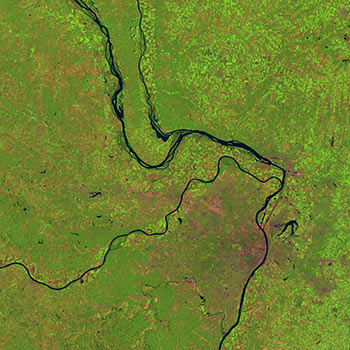 The area around St. Louis, Missouri, in August 1991 before the Great Midwest Flood