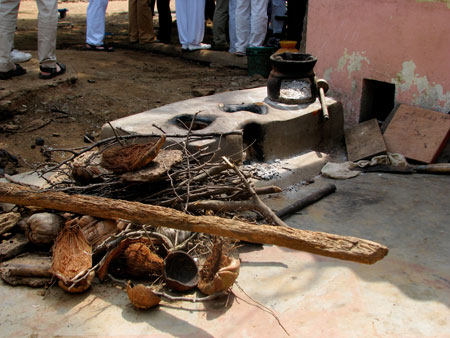 A traditional outdoor cookstove