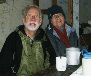 McCalls having breakfast at Chestnut Ridge shelter (fall 2011). Photo: Mark and Carol McCall.
