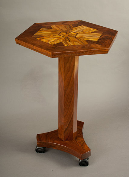 The completed table made from the staghorn sumac and black walnut. Photo: Elena Neuzil.