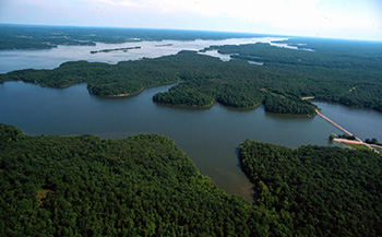 Aerial view of Energy Lake in Land Between the Lakes National Recreation Area