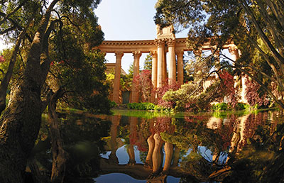 Columns reflected in water