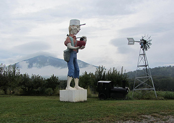 statue of Johnny Appleseed at Johnson's Orchard in Bedford County, Va.