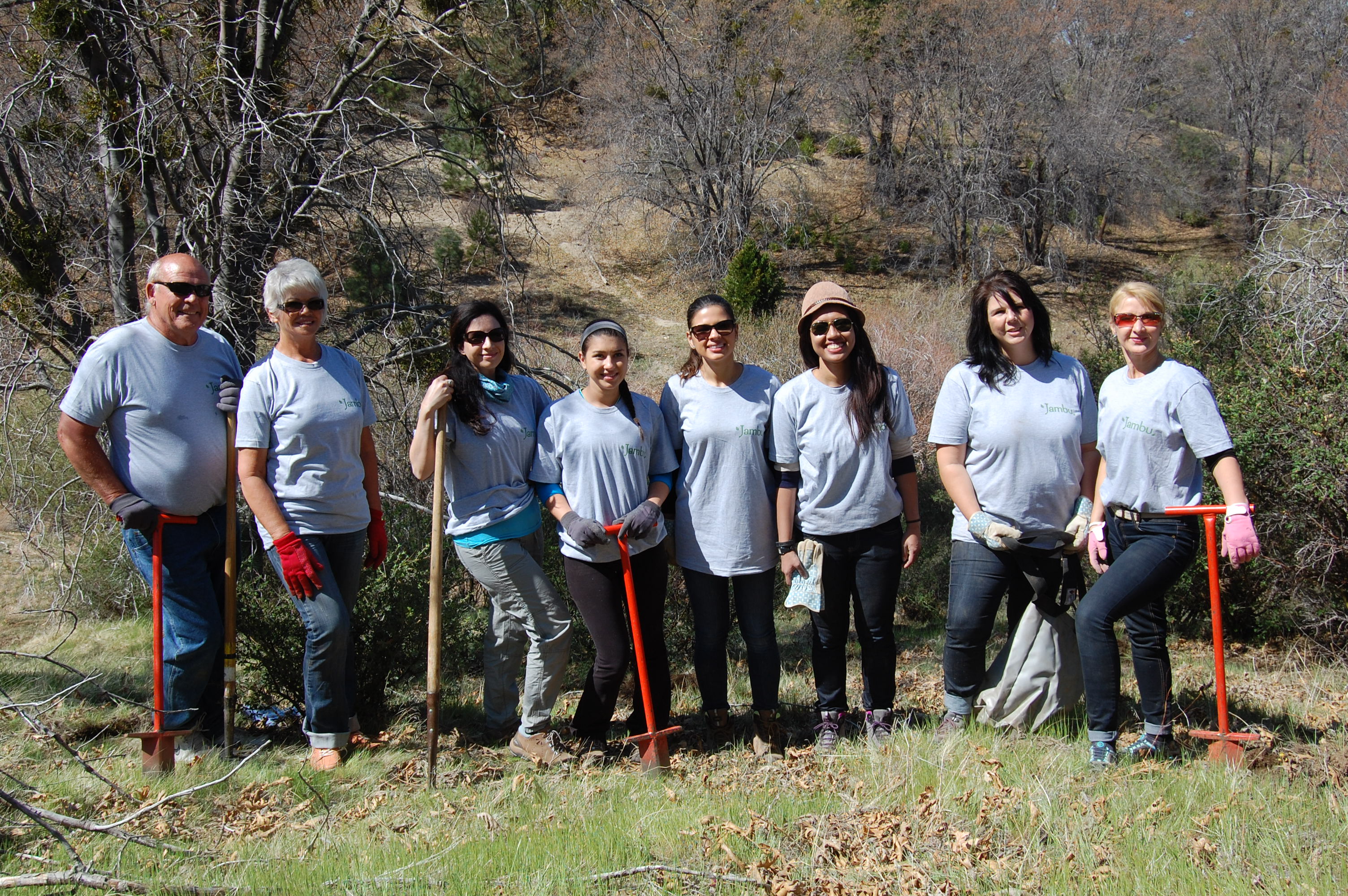 Pamela Jonah's planting team in the San Bernadino Mountains.