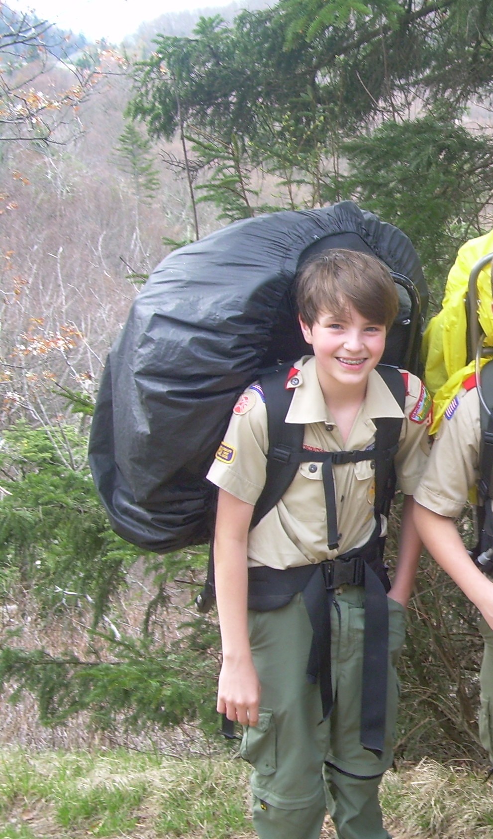 Andy in 7th grade backpacking with the BSA.
