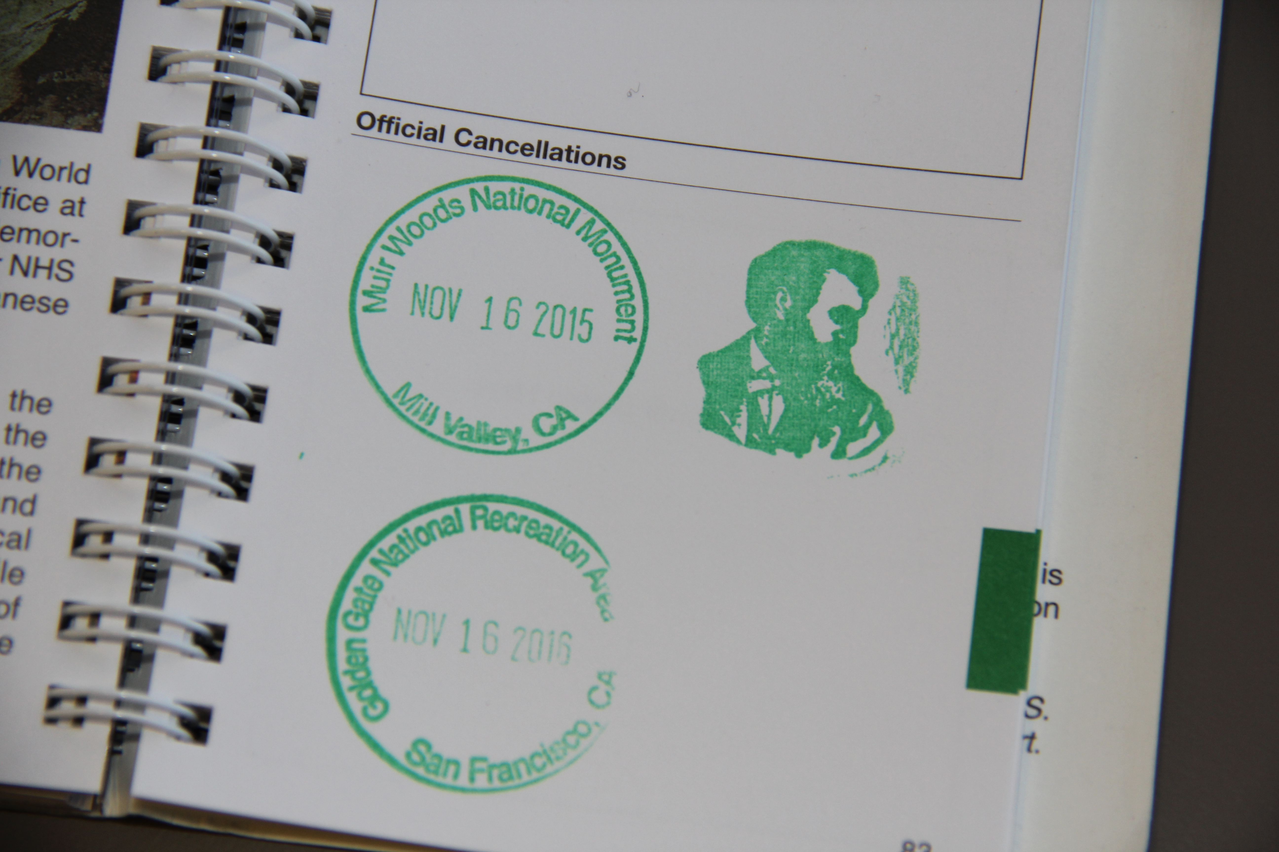 Christopher Horn's National Parks Passport stamps from Muir Woods National Monument.