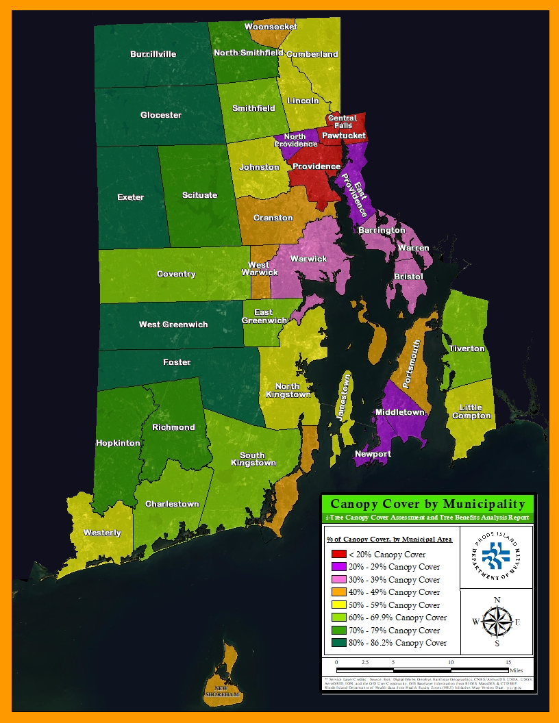 Rhode Island Canopy Cover by Municipality
