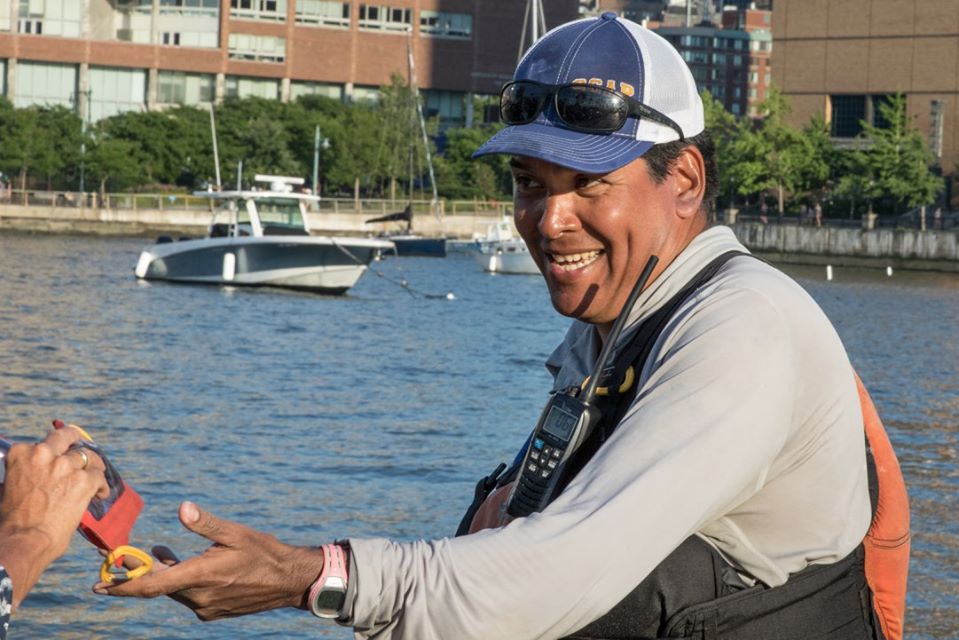 Arevalo heads out on New York's Hudson River to teach people from inner city families about the beauty of nature.