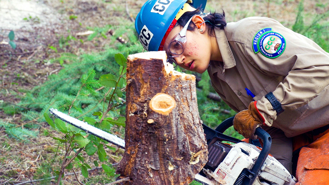 After two years in the California Conservation Corps, Luna Morales, now a crew leader, can fell trees with a chainsaw and has helped reroute creeks.