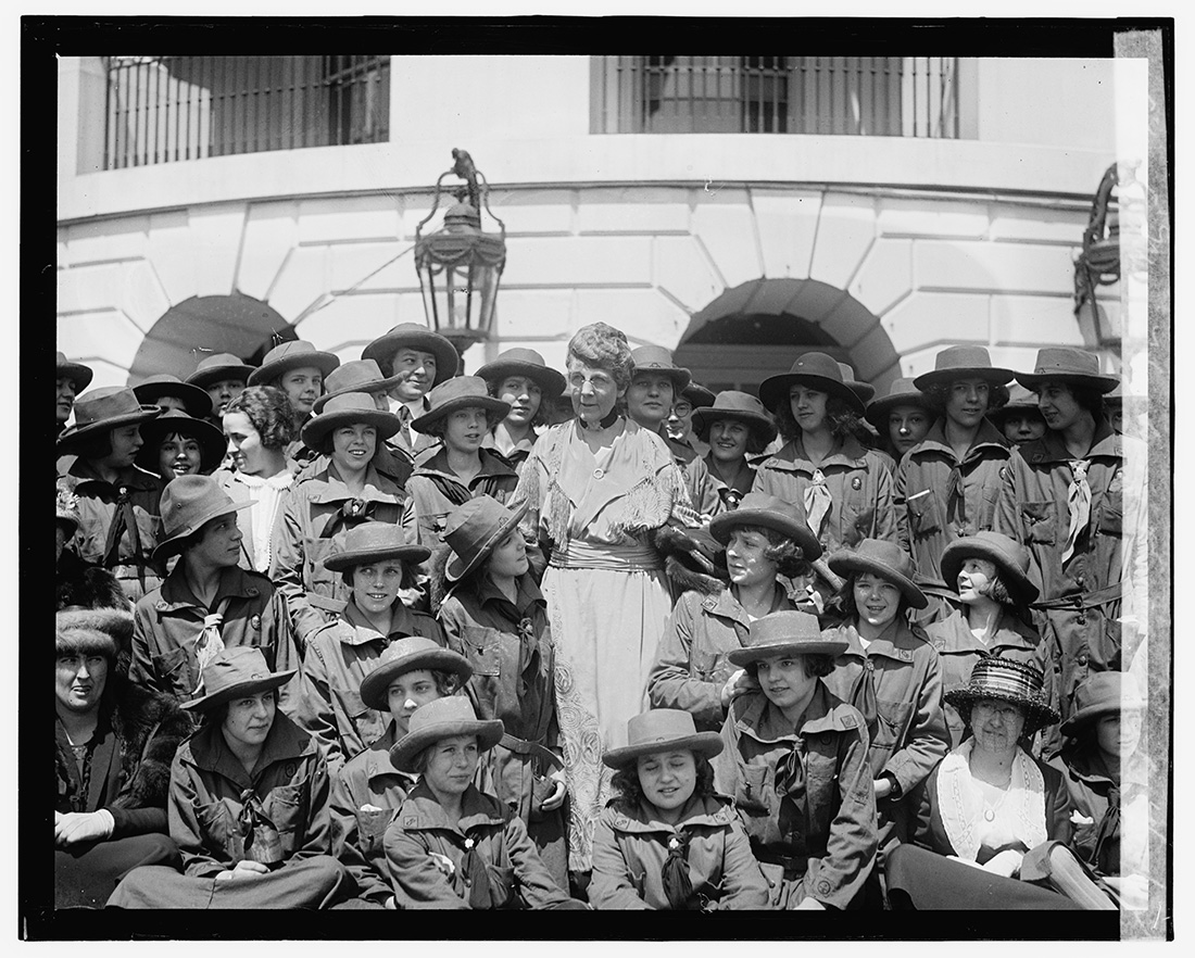 First Lady Florence Harding joins Girl Scouts of the USA on Earth Day in 1922.