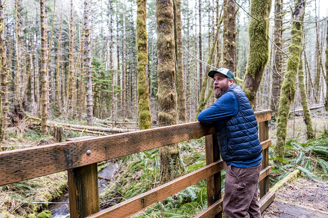 Robbie Lefebvre, Oregon Department of Forestry’s Northwest Oregon assistant area director, walks along Kings Mountain Trail in Tillamook State Forest. He is hopeful that the Santiam State Forest will recover as well as the Tillamook