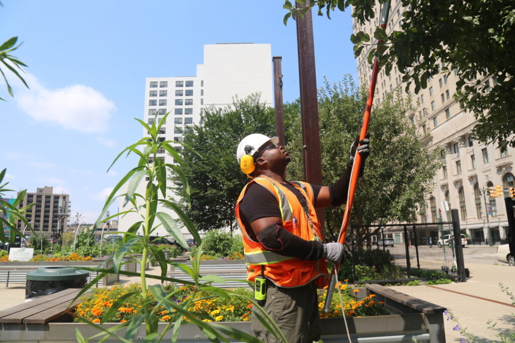 Arron Nelson of Detroit, Tree Pruning, A Detroit native, Arron Nelson underwent workforce training at The Greening of Detroit after being incarcerated for 10 years. The program helps people facing barriers to employment learn skills in a field that desperately needs more workers.

Joel N Clark/ American Forests