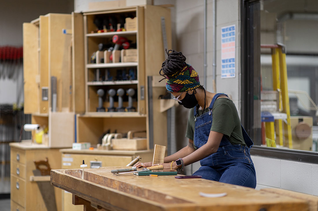 College for Creative Studies woodshop students learned about African American culture and history, trees in Detroit and climate justice while making wood into art.