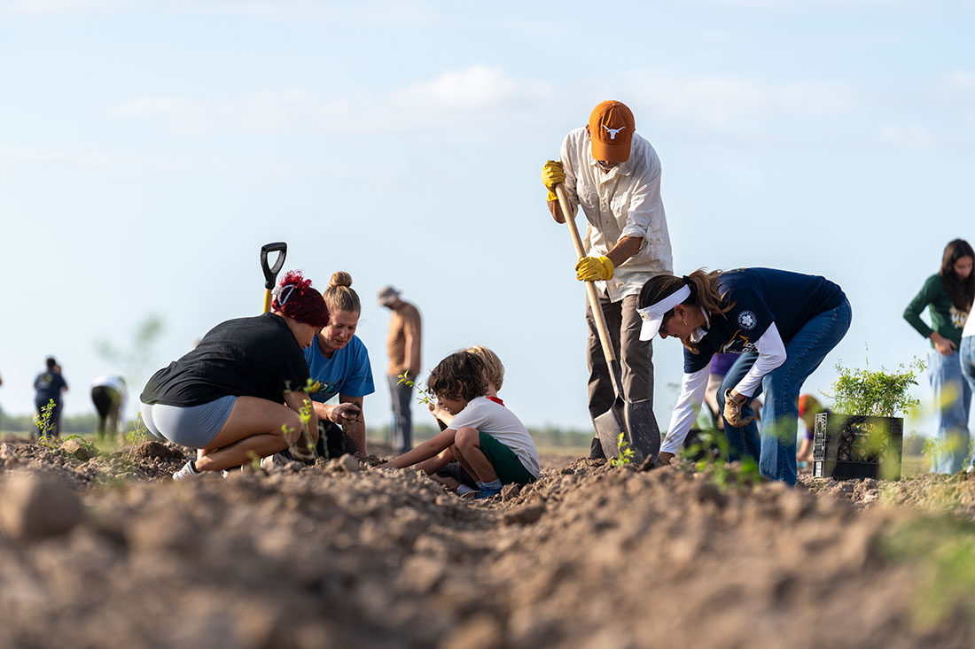 Photos taken during Rio Reforestation 2024. At this year's event, more than 1,600 volunteers gathered to plant 15,092 seedlings across 10 acres of land.